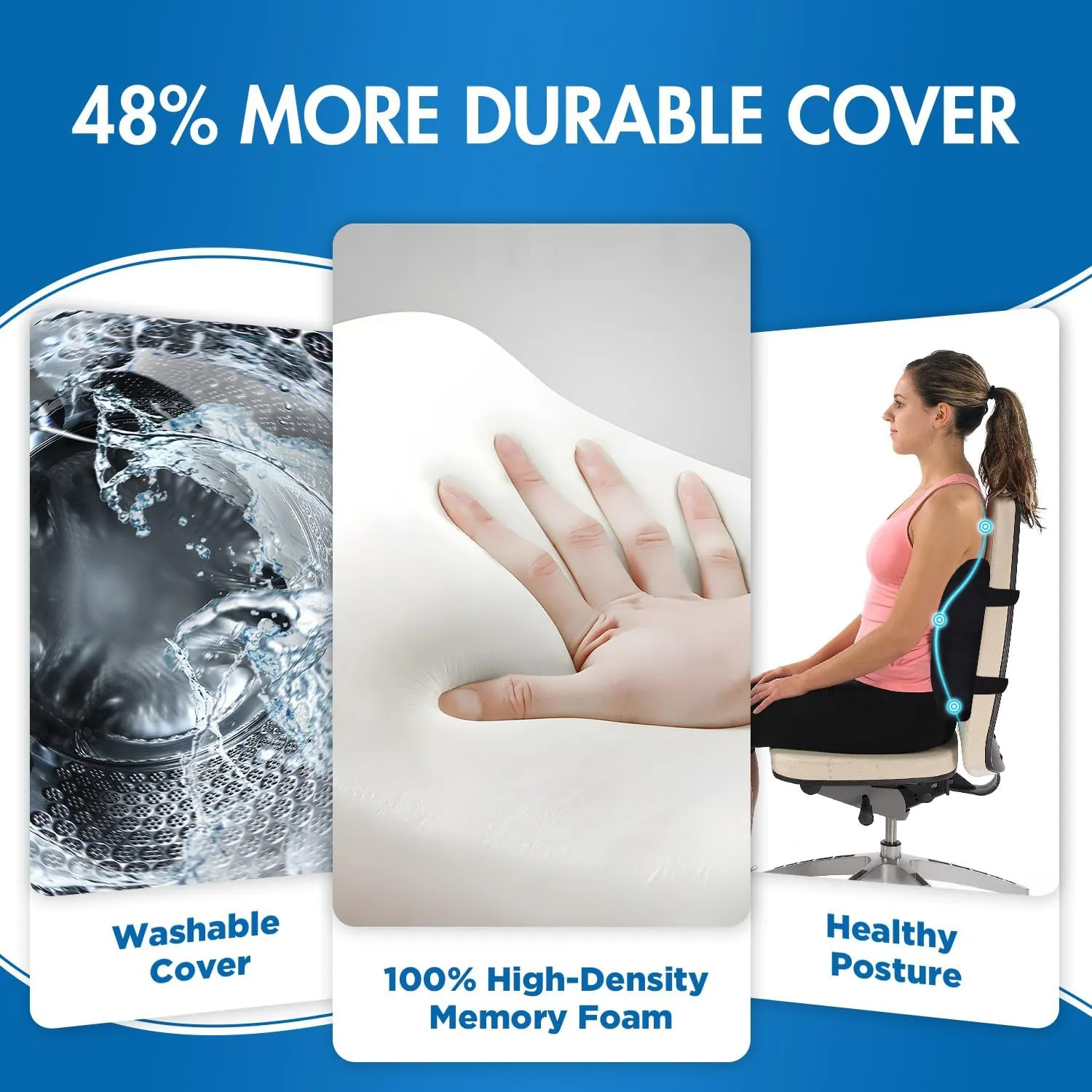 Lumbar Support Pillow for Office Chair Car, Gaming Chair Lower Back Pain Relief Memory Foam Cushion with 3D Mesh Cover Ergonomic Orthopedic Back Rest Lower Back Support
