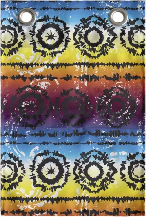 Lunarable Batik Hanging Pocket Organizer, Hippie Regular Rotary Circles on Rainbow Color Striped Grungy Artisan Design, Printed Polyester Storage Bag with Pockets, 14" x 20", Multicolor