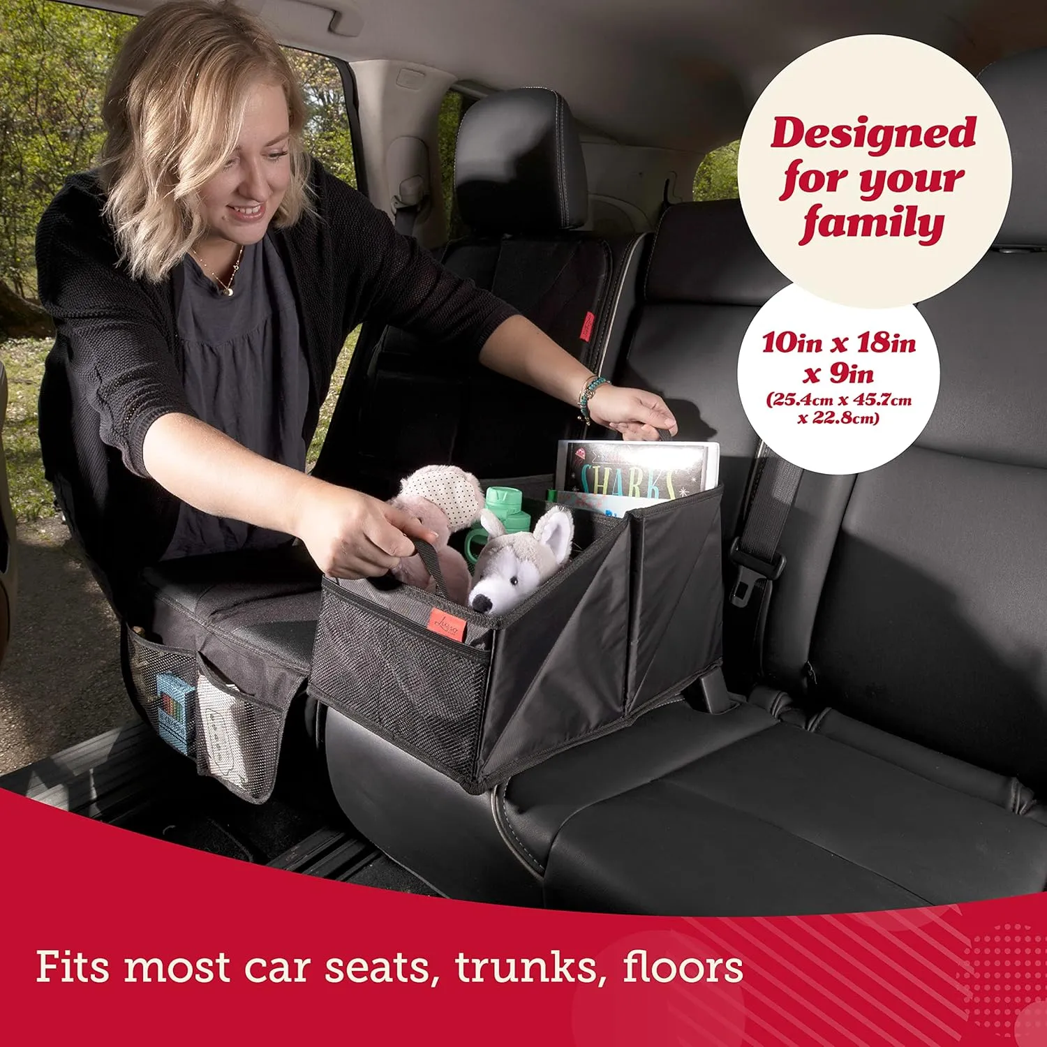 Lusso Gear Car Seat Organizer for Front or Backseat - Great for Adults & Kids, Features 9 Storage Compartments for Toys, Magazines, Tissues, Maps, Books, Documents, Games & More (Floral)