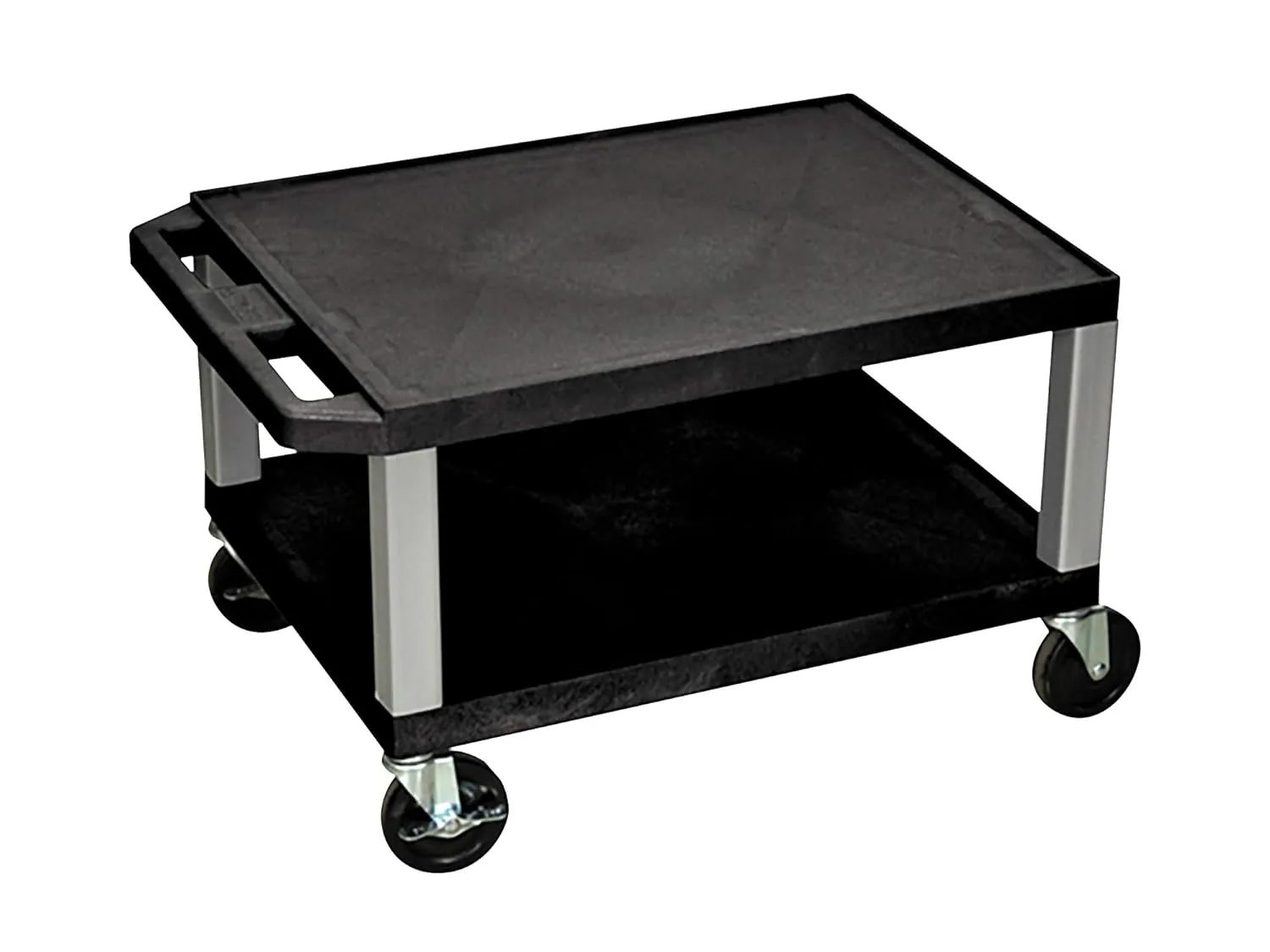 LUXOR WT16-N 16"H AV Cart - Two Shelves - Nickel Legs, Multipurpose Storage for Video Projector, TV, Laptop, Computer, Printer Stand, 24"W x 18"D x 16"H