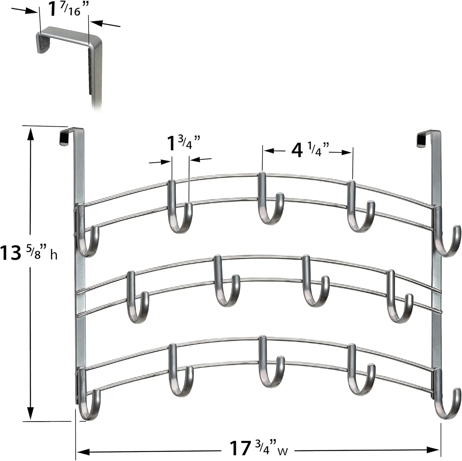 LYNK Professional® Home™ Over Door Hooks Rack - 14 Hook Over Door Hanger - Over Door Towel Rack - Hanging Towels or Clothes - Bathroom, Bedroom or Laundry Room - Lifetime Ltd. Warranty - Platinum