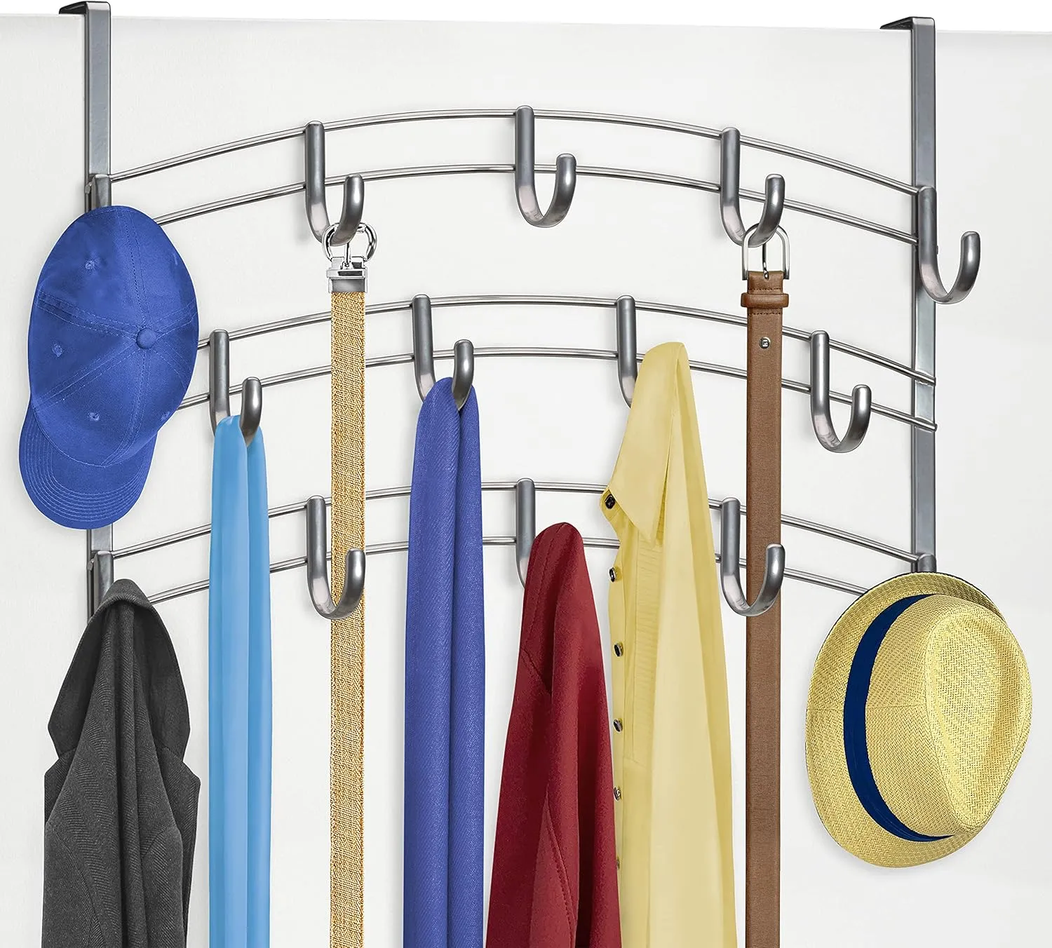 LYNK Professional® Home™ Over Door Hooks Rack - 14 Hook Over Door Hanger - Over Door Towel Rack - Hanging Towels or Clothes - Bathroom, Bedroom or Laundry Room - Lifetime Ltd. Warranty - Platinum