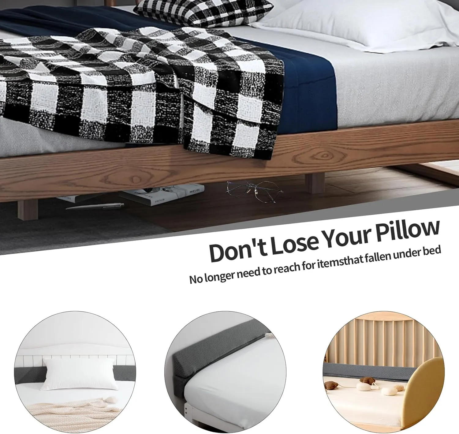 MABOZOO Pillow Wedge for Headboard Gap,Grey Bed Wedge Gap Filler Full Size,Foldable Bed Wedge Pillow for Headboard,Foam Mattress Gap Filler,54"x6"x6"