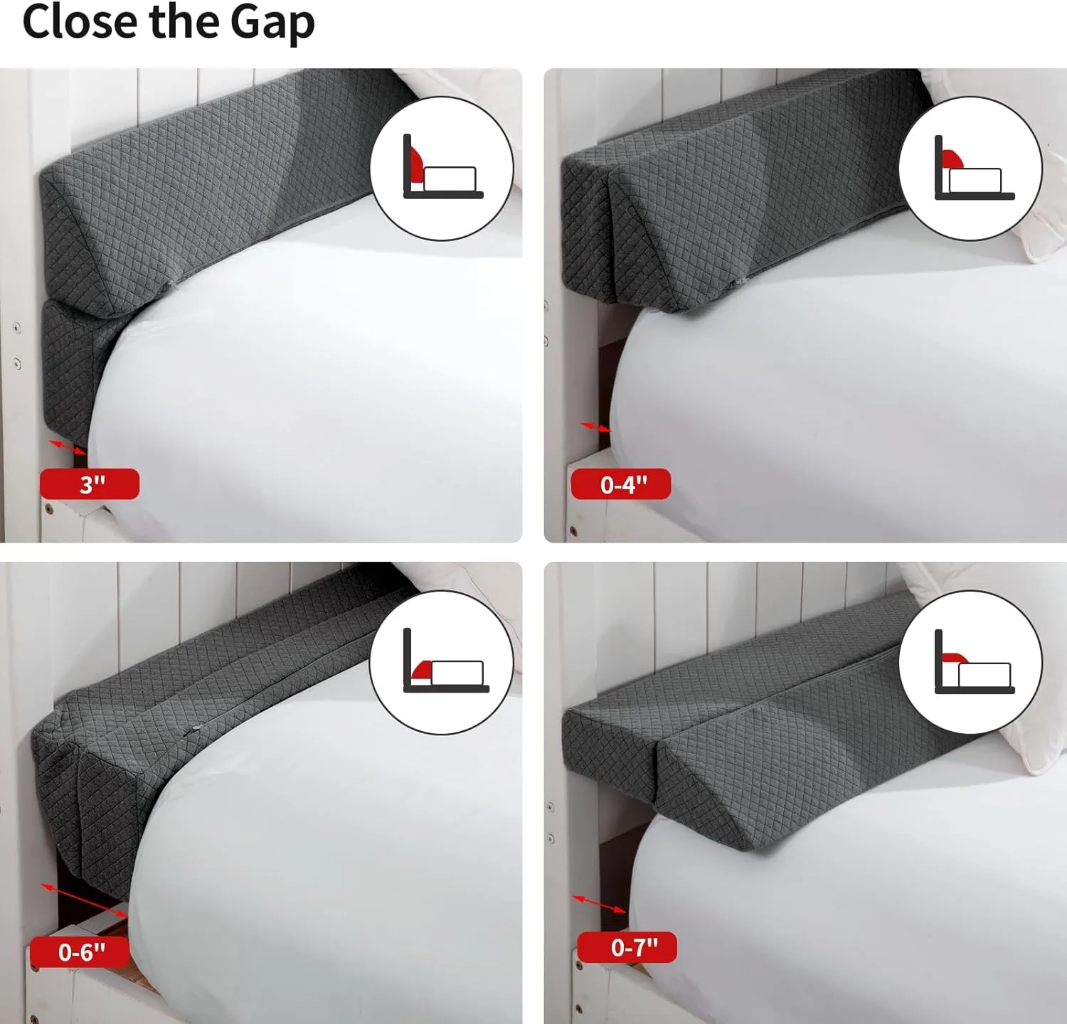 MABOZOO Pillow Wedge for Headboard Gap,Grey Bed Wedge Gap Filler Twin Size,Foldable Bed Wedge Pillow for Headboard,Foam Mattress Gap Filler,39"x6"x6"