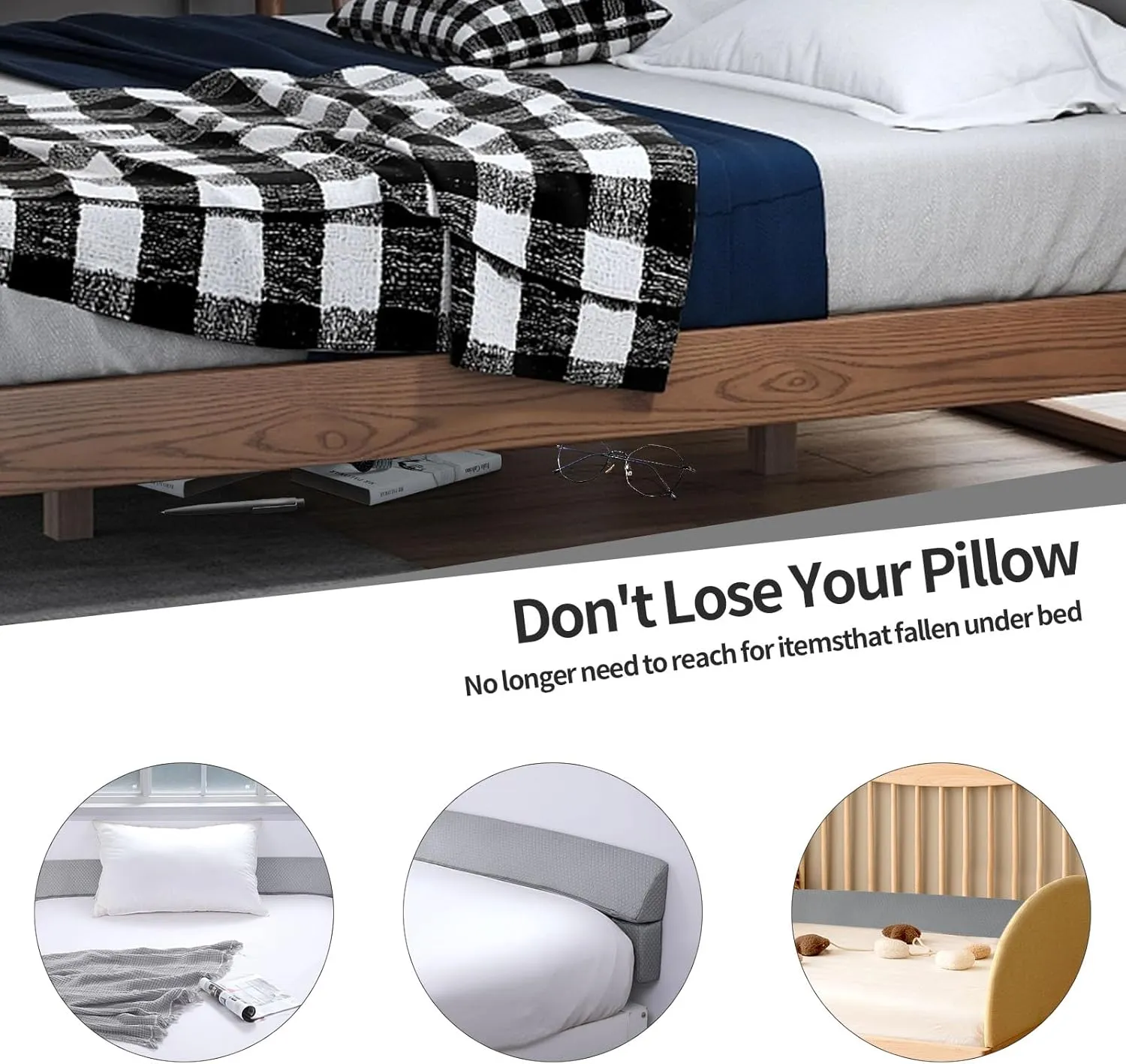 MABOZOO Pillow Wedge for Headboard Gap,Light Grey Bed Wedge Gap Filler Queen Size,Foldable Bed Wedge Pillow for Headboard,Foam Mattress Gap Filler,60"x6"x6"