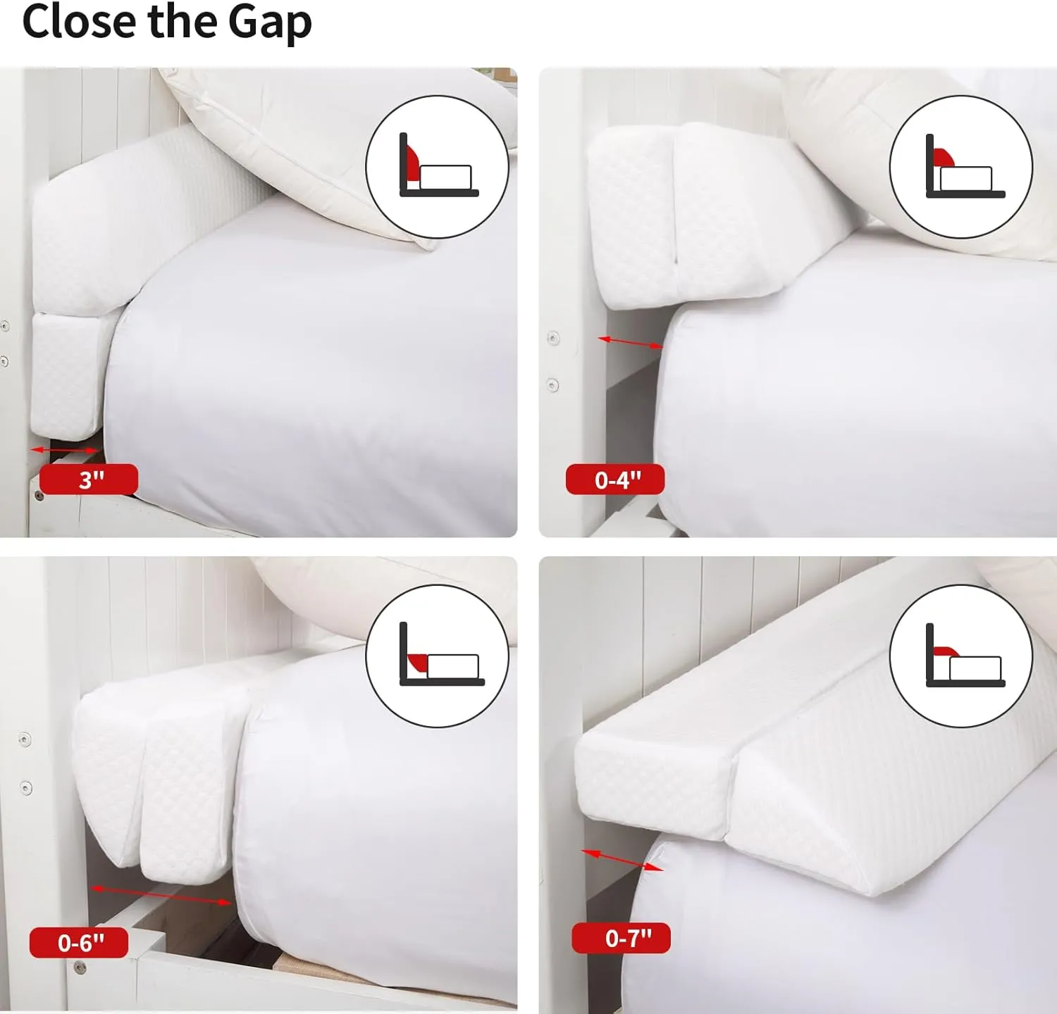MABOZOO Pillow Wedge for Headboard Gap,White Bed Wedge Gap Filler Full Size,Foldable Bed Wedge Pillow for Headboard,Foam Mattress Gap Filler,54"x6"x6"