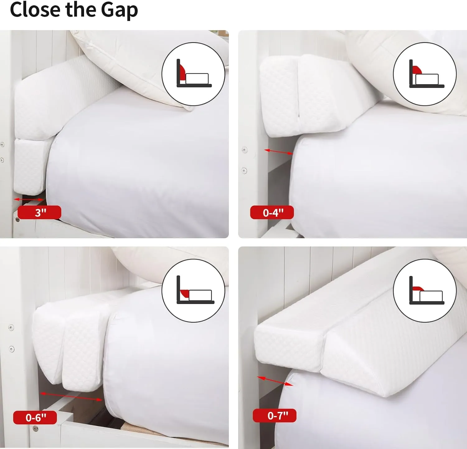 MABOZOO Pillow Wedge for Headboard Gap,White Bed Wedge Gap Filler Twin Size,Foldable Bed Wedge Pillow for Headboard,Foam Mattress Gap Filler,39"x6"x6"