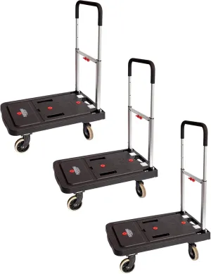Magna Cart 3 Pack Collapsible Dolly Cart, Rolling Trolley with Wheels, 300 Lbs