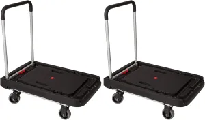 Magna Cart FFXL Folding Platform Transport Cart with Rubber 360-Degree Rotating Wheels, Telescoping Handle, and 500 Pound Capacity (2 Pack)