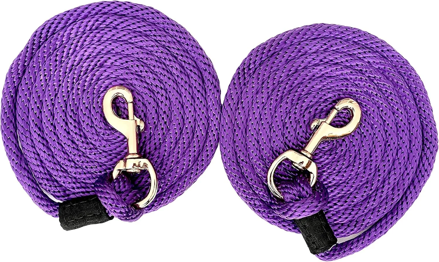 Majestic Ally Pack of 2 Solid Poly Lead Rope for Horses & Livestock – 10 Foot Long and 5/8 inch Thick - Replaceable Heavy-Duty Bolt Snap – Handmade – Soft, Broken in Feel (Purple)