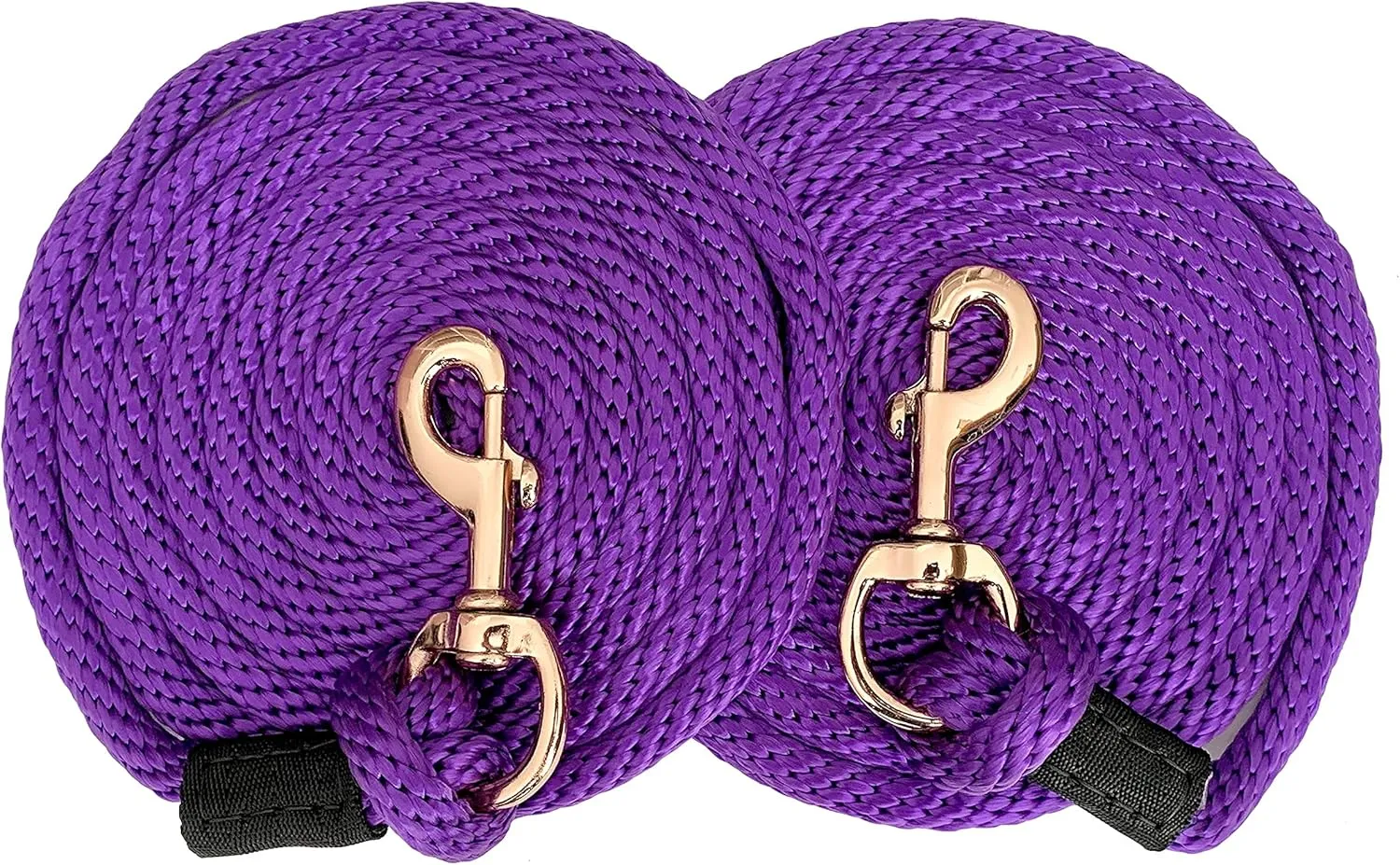 Majestic Ally Pack of 2 Solid Poly Lead Rope for Horses & Livestock – 10 Foot Long and 5/8 inch Thick - Replaceable Heavy-Duty Bolt Snap – Handmade – Soft, Broken in Feel (Purple)