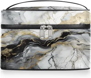 Makeup Bag Large Abstract Marble Texture Toiletry Bag for Women Travel Cosmetic Bag Portable Makeup Bag for Bottles Brushes Lipstick Skin Care