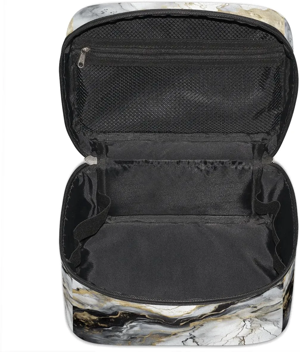 Makeup Bag Large Abstract Marble Texture Toiletry Bag for Women Travel Cosmetic Bag Portable Makeup Bag for Bottles Brushes Lipstick Skin Care