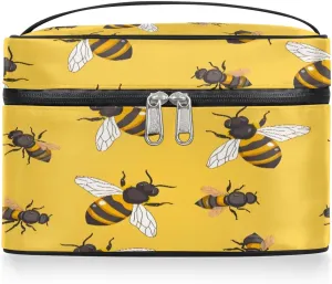 Makeup Bag Large Bees Theme Toiletry Bag for Women Travel Cosmetic Bag Portable Makeup Bag for Bottles Brushes Lipstick Skin Care