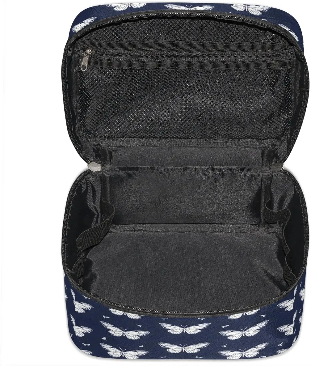 Makeup Bag Large Butterflies Pattern Toiletry Bag for Women Travel Cosmetic Bag Portable Makeup Bag for Bottles Brushes Lipstick Skin Care
