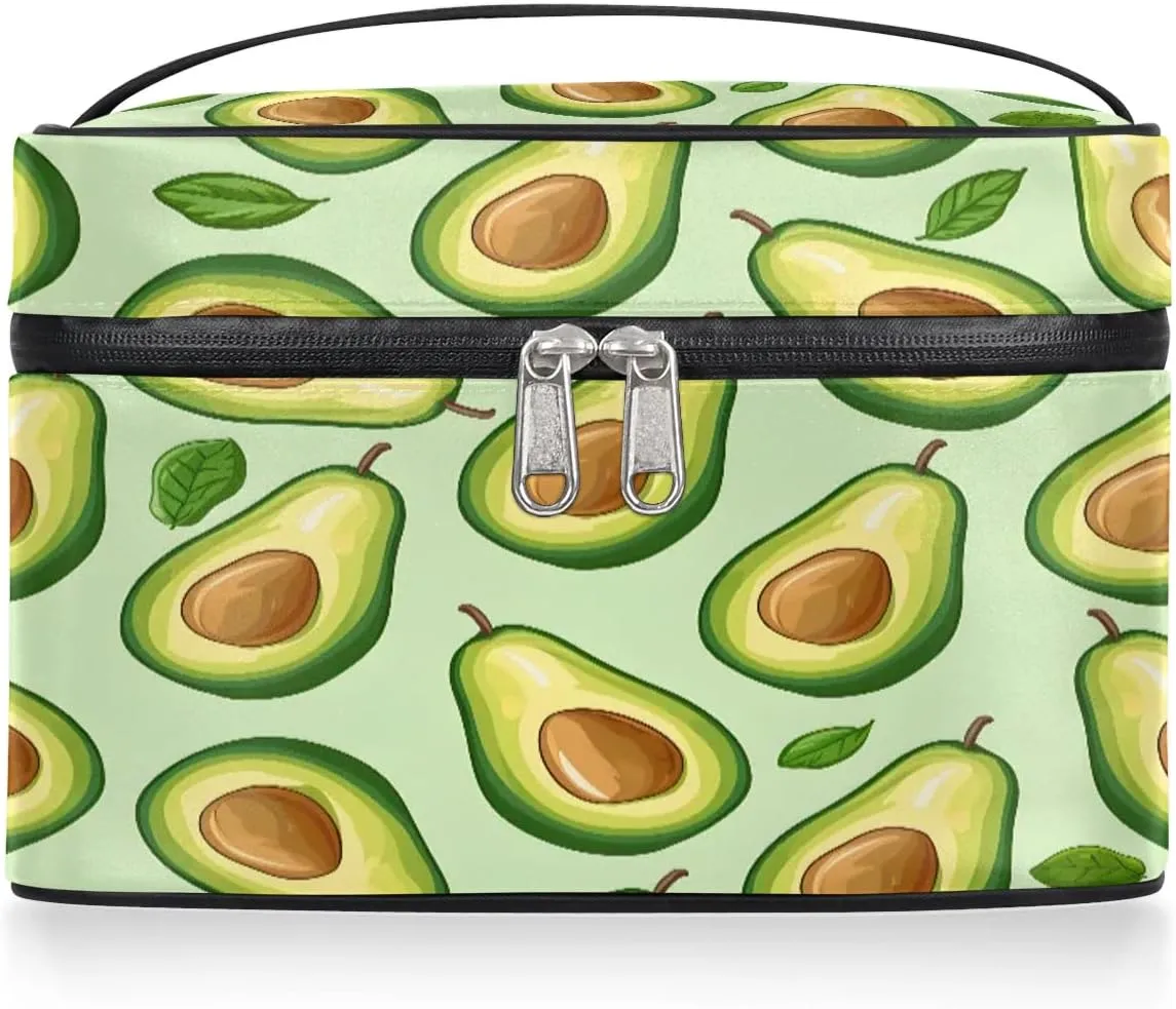Makeup Bag Large Fruit Avocado Toiletry Bag for Women Travel Cosmetic Bag Portable Makeup Bag for Bottles Brushes Lipstick Skin Care