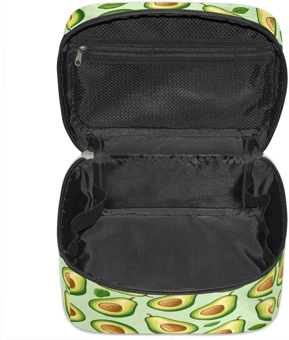 Makeup Bag Large Fruit Avocado Toiletry Bag for Women Travel Cosmetic Bag Portable Makeup Bag for Bottles Brushes Lipstick Skin Care