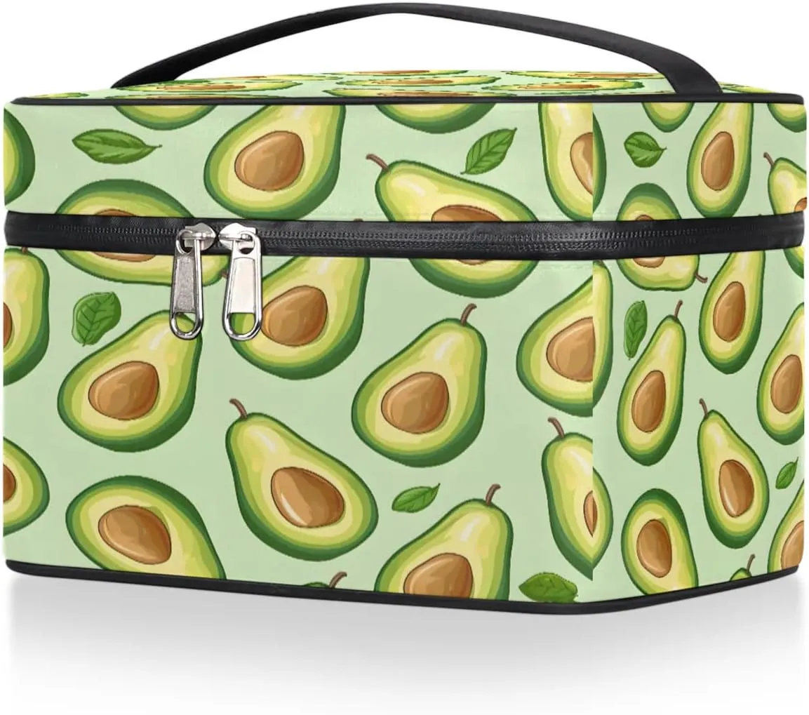 Makeup Bag Large Fruit Avocado Toiletry Bag for Women Travel Cosmetic Bag Portable Makeup Bag for Bottles Brushes Lipstick Skin Care