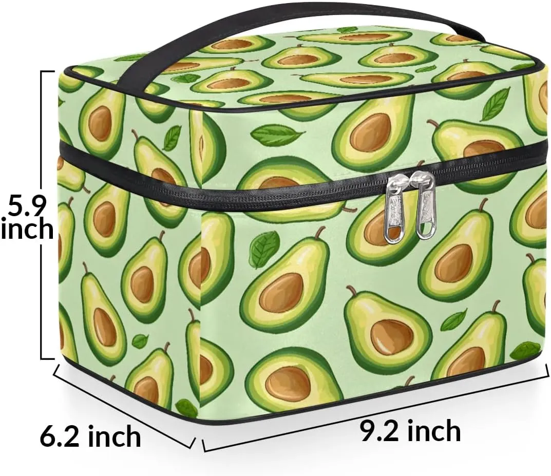 Makeup Bag Large Fruit Avocado Toiletry Bag for Women Travel Cosmetic Bag Portable Makeup Bag for Bottles Brushes Lipstick Skin Care