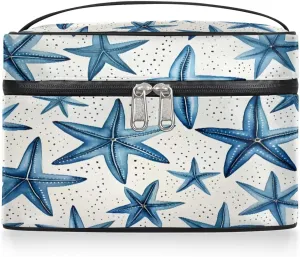 Makeup Bag Large Ocean Theme Starfish Toiletry Bag for Women Travel Cosmetic Bag Portable Makeup Bag for Bottles Brushes Lipstick Skin Care