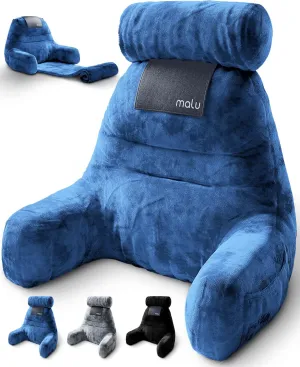 malu Extra Large Reading Pillow- Ergonomic Pillow- Back Pillow for Bed  Rolling Mat for Neck Support- with Shredded Memory Foam- for Sitting Up in Bed, Couch or Floor