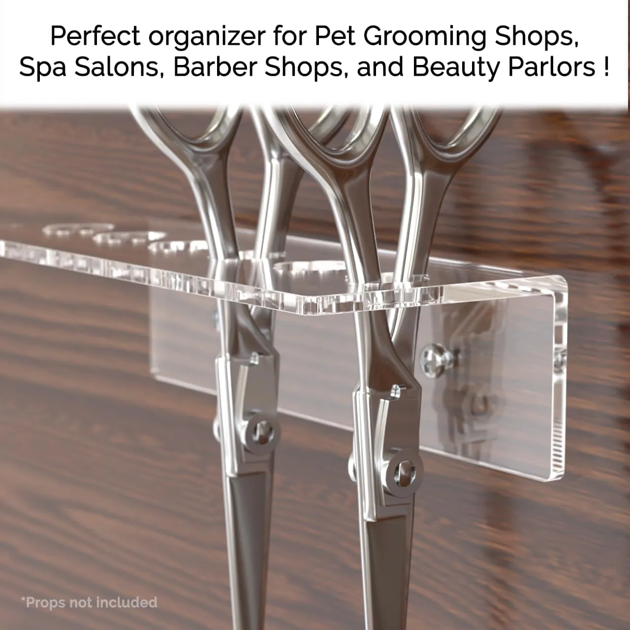 Marketing Holders Hanging Acrylic Scissor Organizer Clear Acrylic 7.75 Inch Wide Wall Mount Multi Slot Rack with Hardware Shear Display One Piece for Professional Stylists Barbers and Dog Groomers