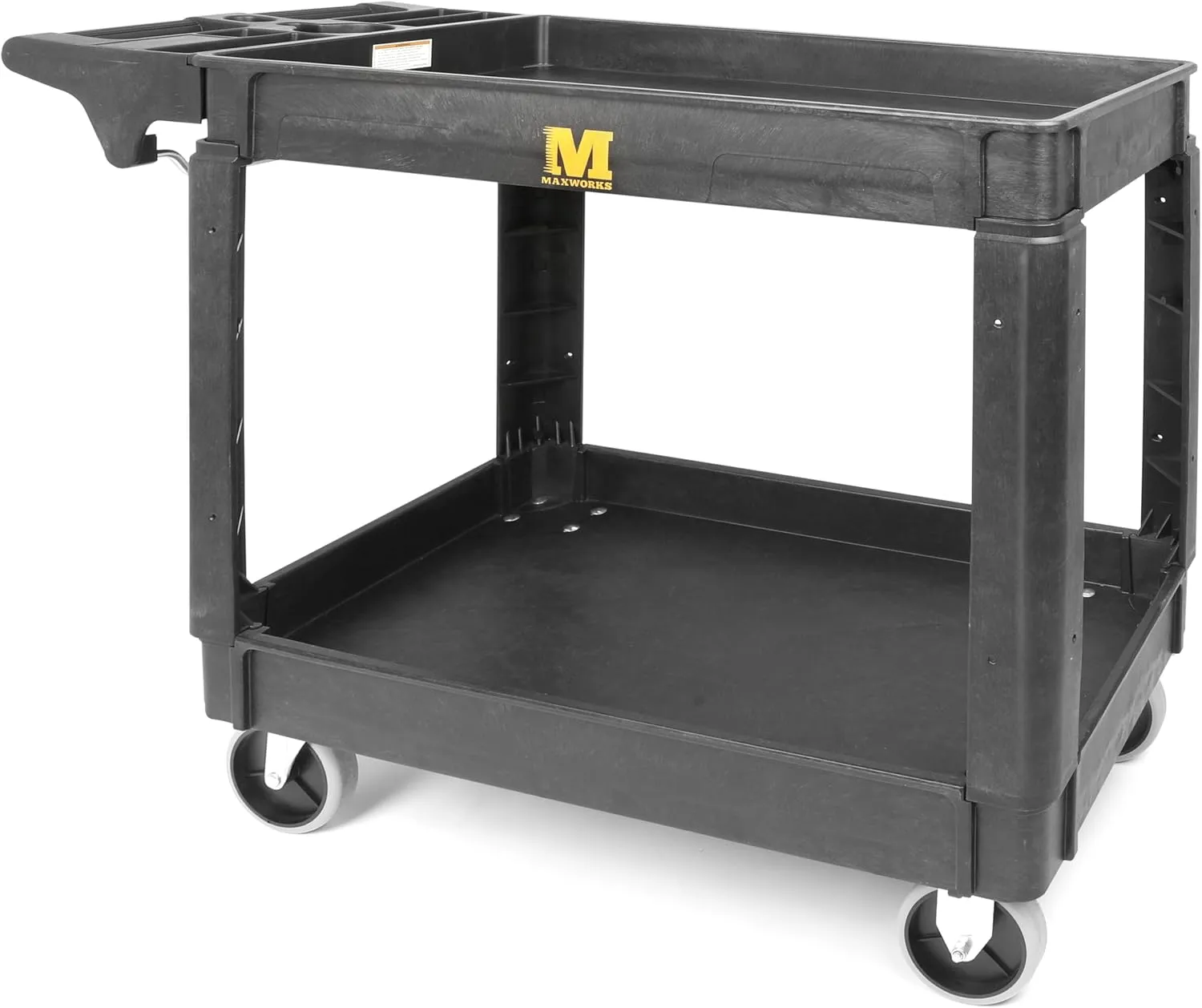 MaxWorks 80855 500-lb Utility Service PP Cart With Two Trays and Wheels 30 Inch X 16 Inch Overall Dimensions