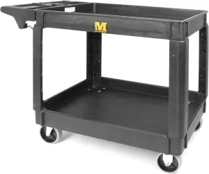 MaxWorks 80855 500-lb Utility Service PP Cart With Two Trays and Wheels 30 Inch X 16 Inch Overall Dimensions