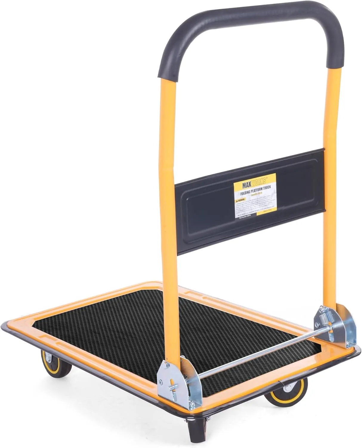 MaxWorks 80876- Foldable Platform Truck Push Dolly 330 lb. Weight Capacity Black and Yellow 28.75" x 18.75" x 33"