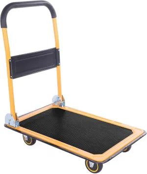 MaxWorks 80876- Foldable Platform Truck Push Dolly 330 lb. Weight Capacity Black and Yellow 28.75" x 18.75" x 33"