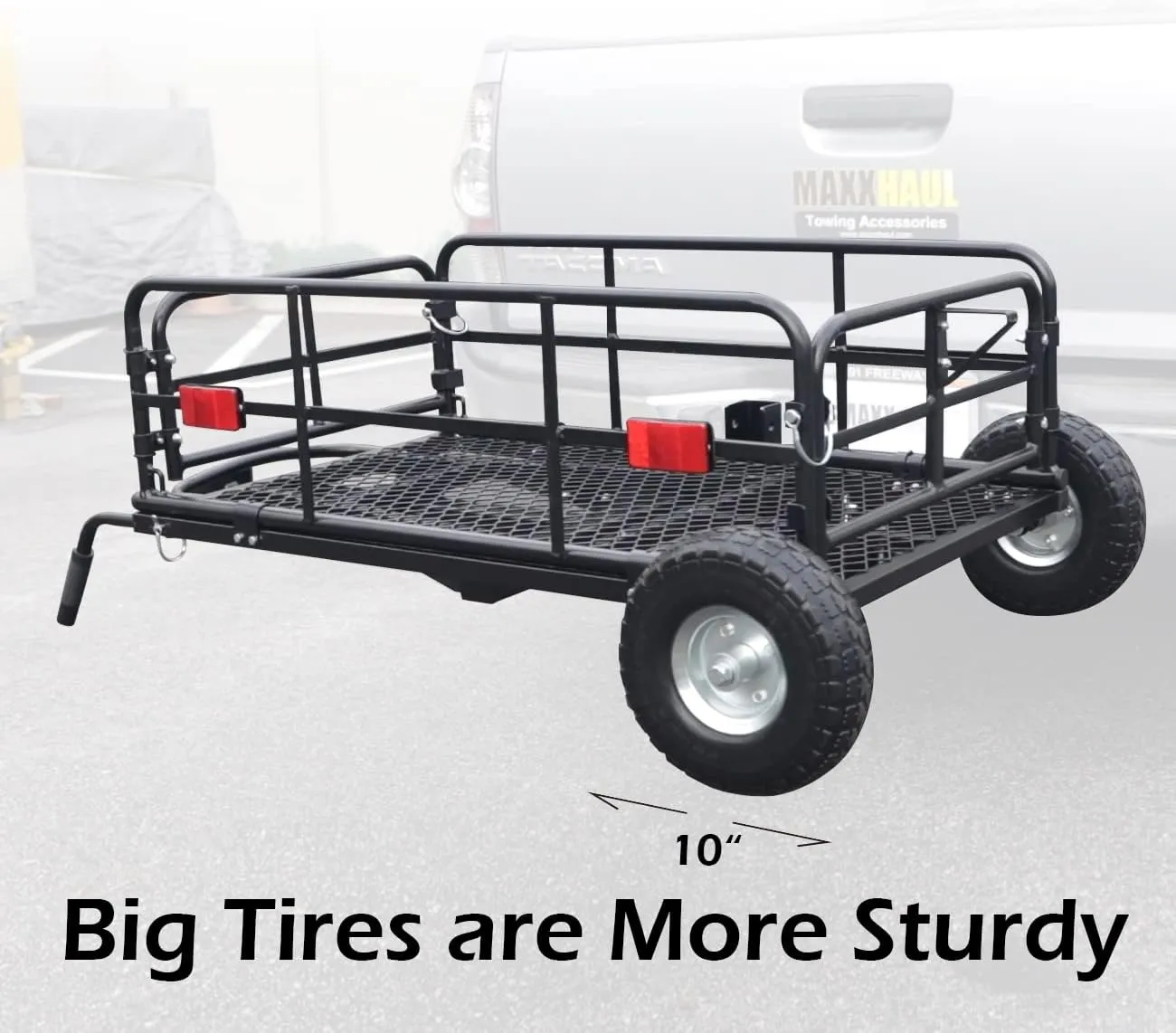 MaxxHaul 50243 Foldable Hitch N Roll Cargo Carrier Cart With Quick Detachable Basket Rack With 10 inch Flat Free Tires for Home Camp Travel Ranch SUV Up to 400 lb. Capacity