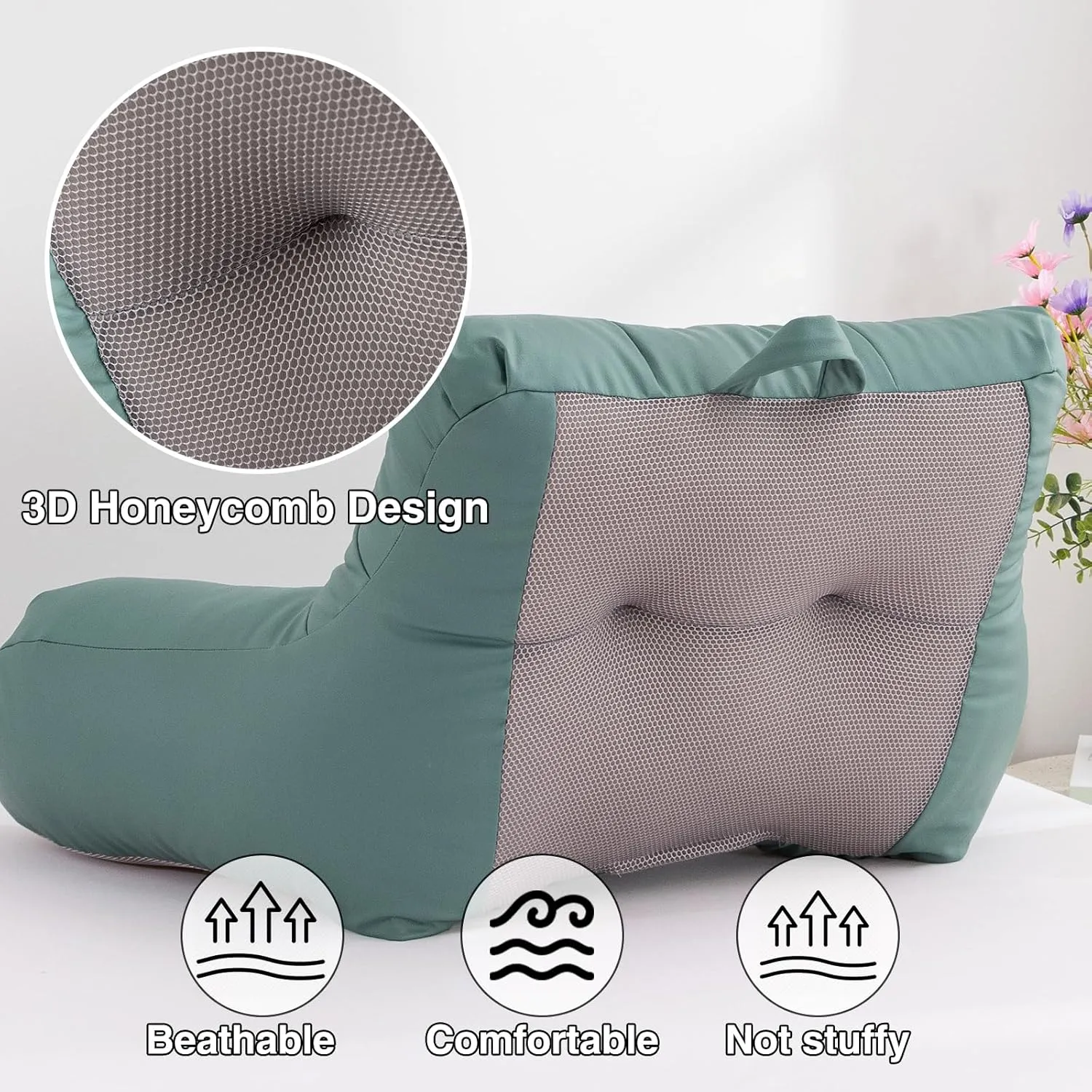 Meeting Story Lmitation Leather Reading Pillows with Arms Soft Bed Rest Pillow for Adults, Teens, Kids (Blue)
