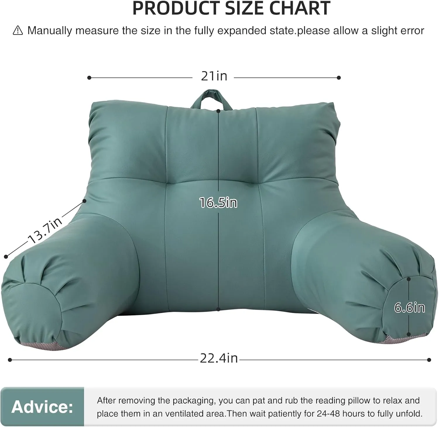 Meeting Story Lmitation Leather Reading Pillows with Arms Soft Bed Rest Pillow for Adults, Teens, Kids (Blue)