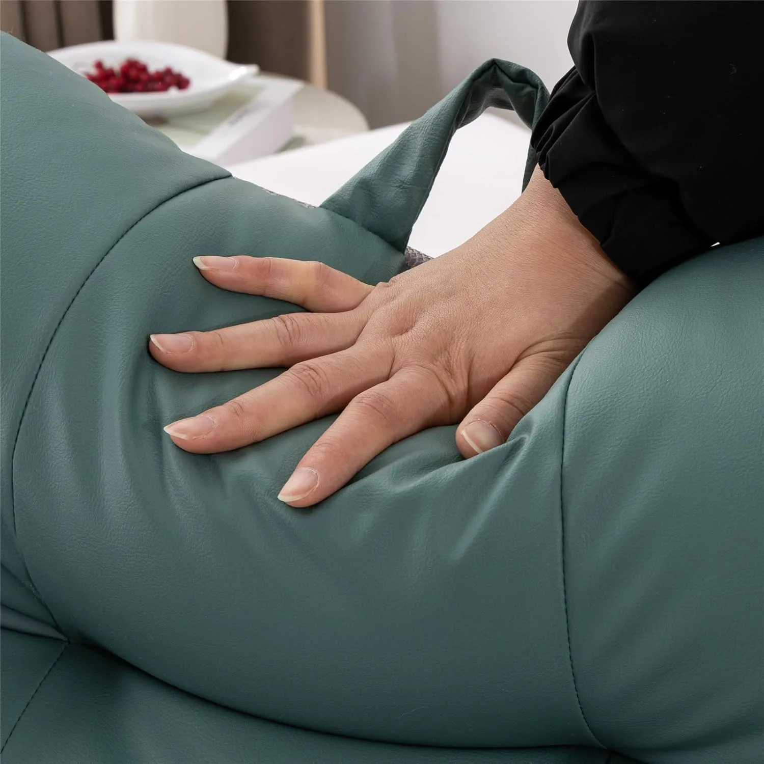 Meeting Story Lmitation Leather Reading Pillows with Arms Soft Bed Rest Pillow for Adults, Teens, Kids (Blue)