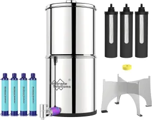 Membrane Solutions UV Countertop Water Filtration System with 4 Packs Outdoor Water Filter Straw