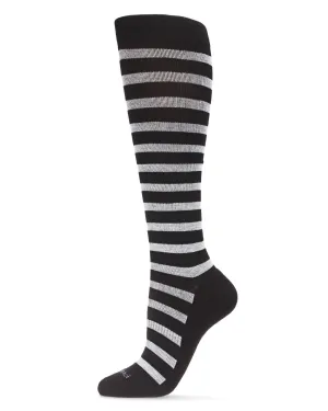 MEMOI COMPRESSION SOCK CABANA STRIPE BLACK