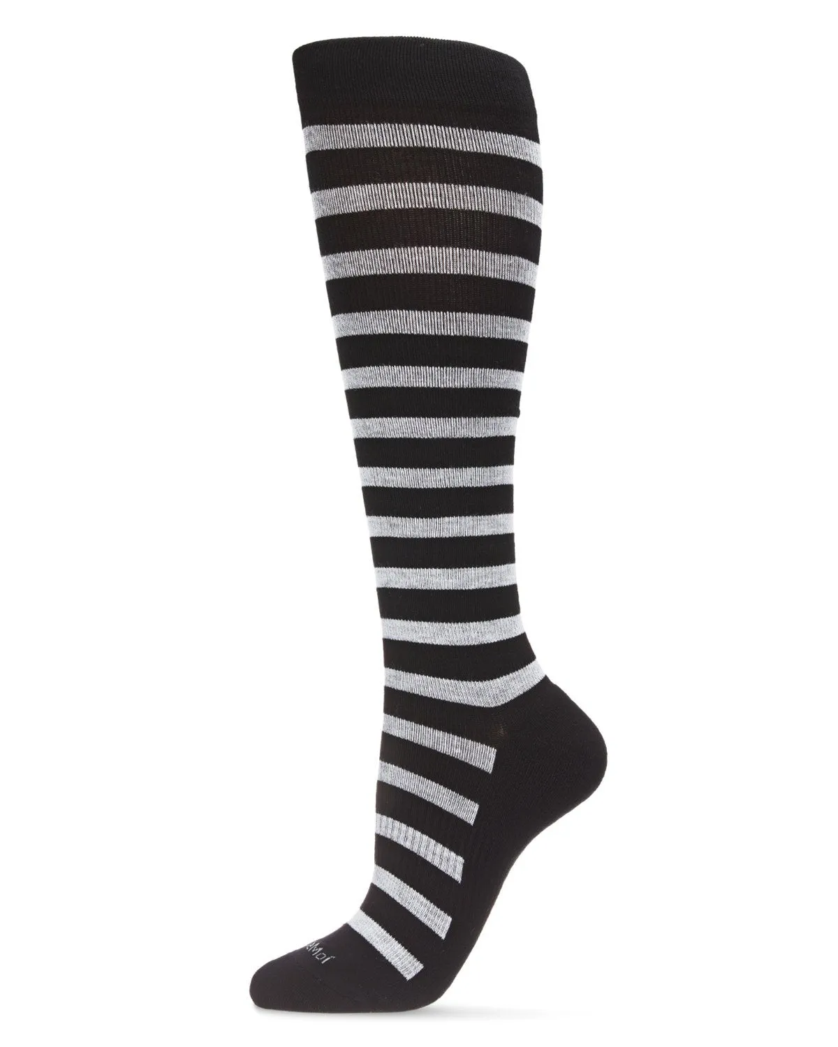 MEMOI COMPRESSION SOCK CABANA STRIPE BLACK