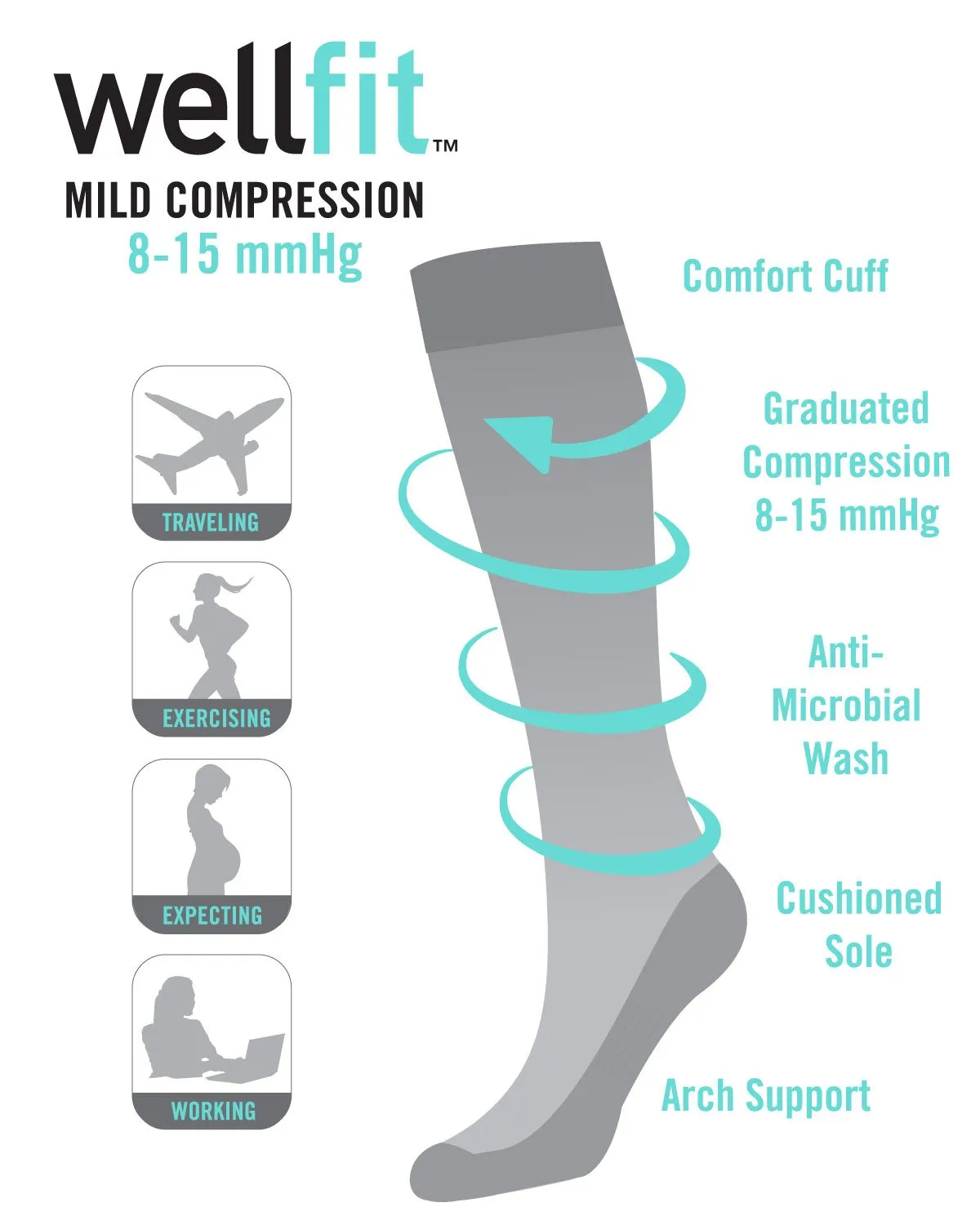 MEMOI MFY06337 TEAL FANCY FLAMINGO COMPRESSION SOCKS