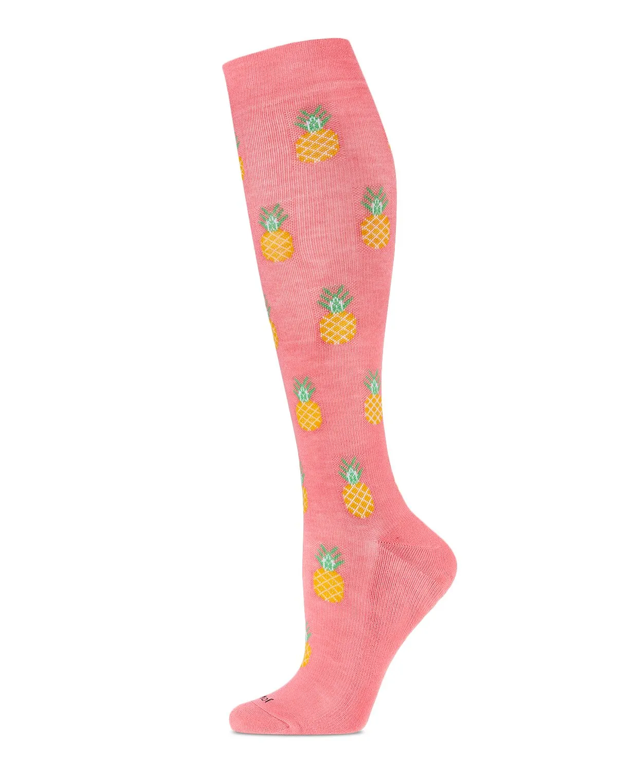MEMOI MFY06341 PINEAPPLE PARADISE COMPRESSION SOCKS PINK