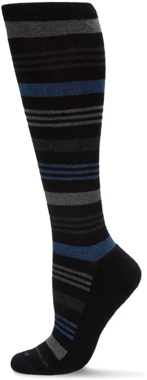 MeMoi Unisex Black Multi Striped Cotton Blend 15-20mmHg Graduated Compression Socks