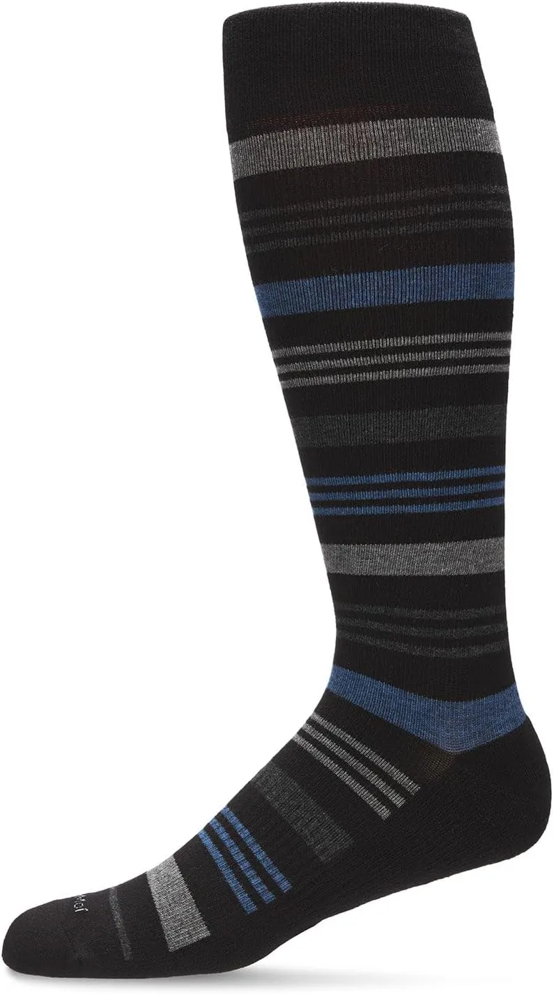 MeMoi Unisex Black Multi Striped Cotton Blend 15-20mmHg Graduated Compression Socks