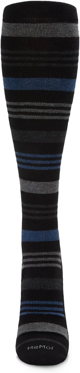 MeMoi Unisex Black Multi Striped Cotton Blend 15-20mmHg Graduated Compression Socks