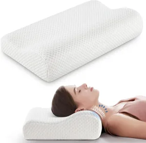 Memory Foam Pillow for Neck Pain, Cervical Neck Pillow for Sleeping, Ergonomic Pillows for Neck and Shoulder, Orthopedic Pillows for Side Back Stomach Sleeper