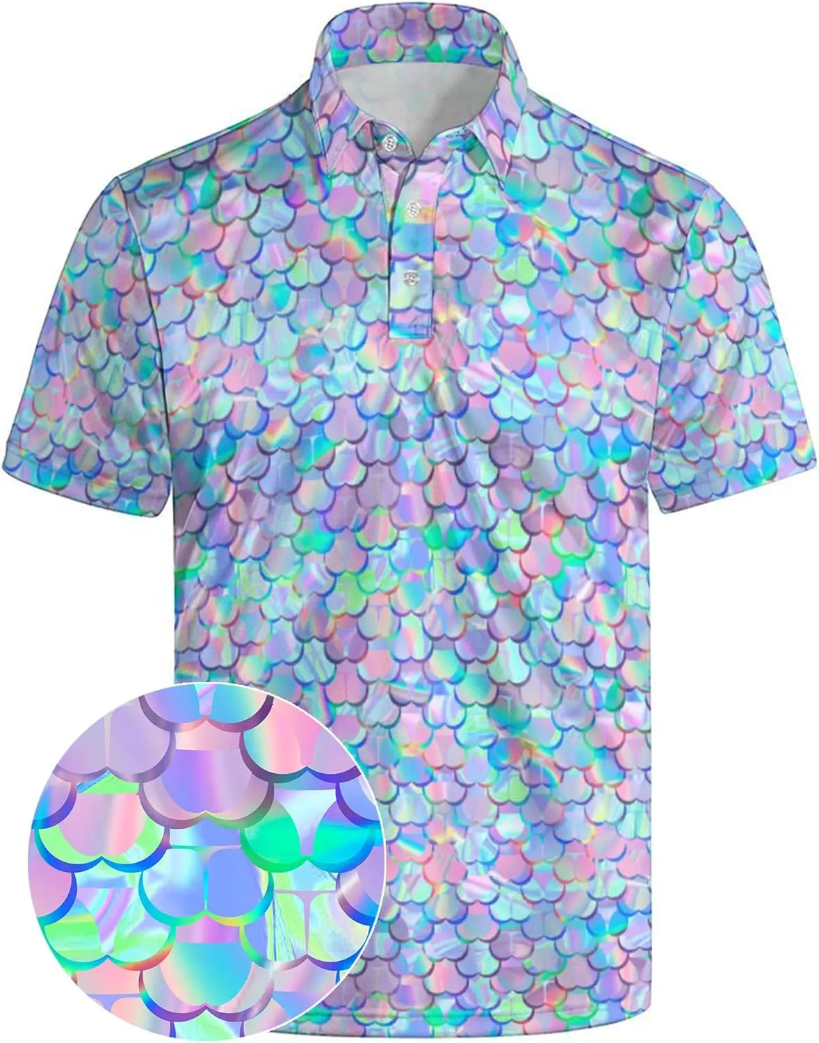 Men’s Golf Polo Shirts - Hawaiian Print Golf Shirt for Men Quick-Dry Moisture Wicking Casual Breathable Polo Shirt