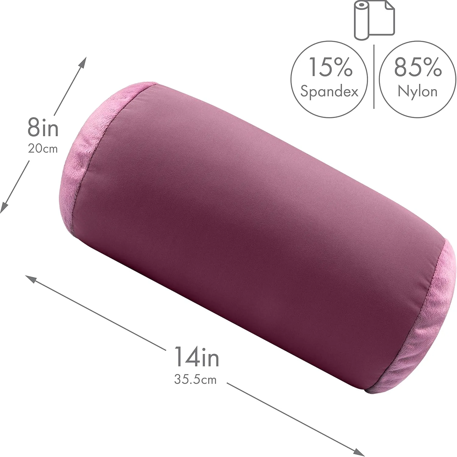 Microbead Bolster Neck Roll Pillow, Gently Body, Head, Neck & Shoulders No Pain Rest, Relax Sleep - Silky Feel Prevent Wrinkles & Hair Breakage - Lightweight Cylinder Tube, 14" x 8", Burgundy /Merlot
