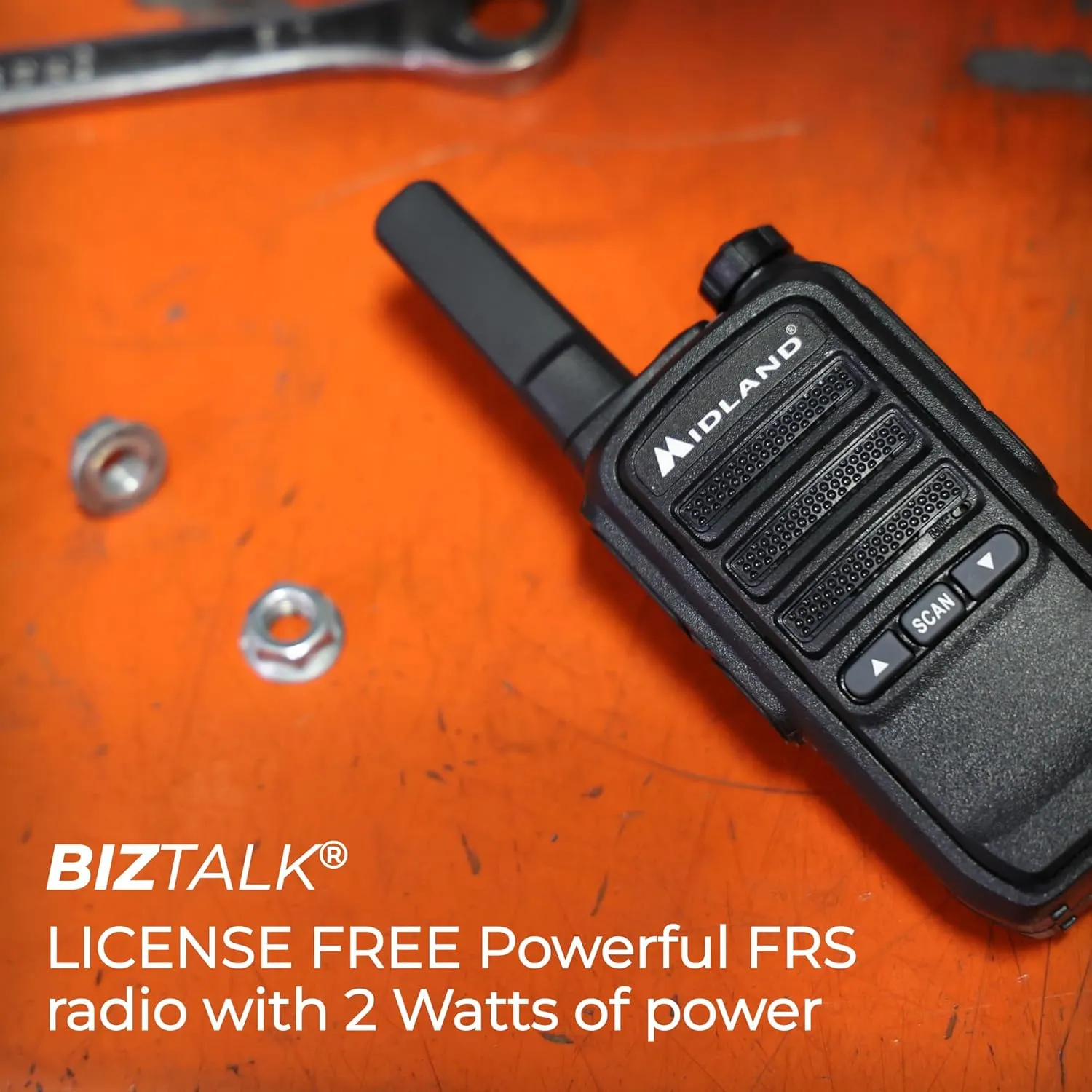 Midland BR10 Heavy-Duty Business Walkie Talkies – 2-Watt Long Range Two-Way Radios, FRS License-Free, Rechargeable Battery, Portable Handhelds for Job Sites & Manufacturing (6-Pack)