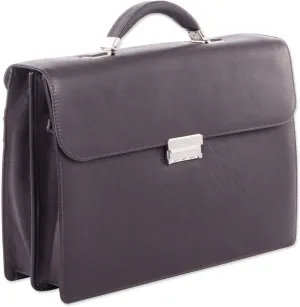 Milestone Briefcase, Fits Devices Up to 15.6", Leather, 5 x 5 x 12, Brown