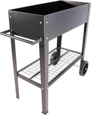 Mobile Metal Raised Garden Bed Cart with Legs, Elevated Tall Planter Box with Wheels for Outdoor Indoors House Patio Backyard Vegetables Tomato DIY Herb Grow, Black
