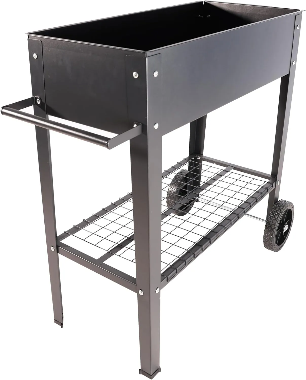 Mobile Metal Raised Garden Bed Cart with Legs, Elevated Tall Planter Box with Wheels for Outdoor Indoors House Patio Backyard Vegetables Tomato DIY Herb Grow, Black