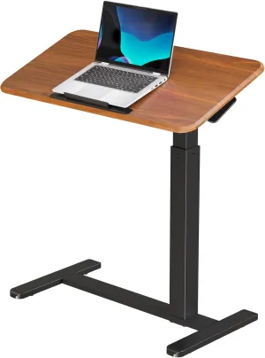 Mobile Standing Desk, Height Adjustable Rolling Laptop Desk, 90° Tiltable Overbed Bedside Table, Portable Computer Desk with Wheels, Foldable Laptop Cart for Home Office, Walnut